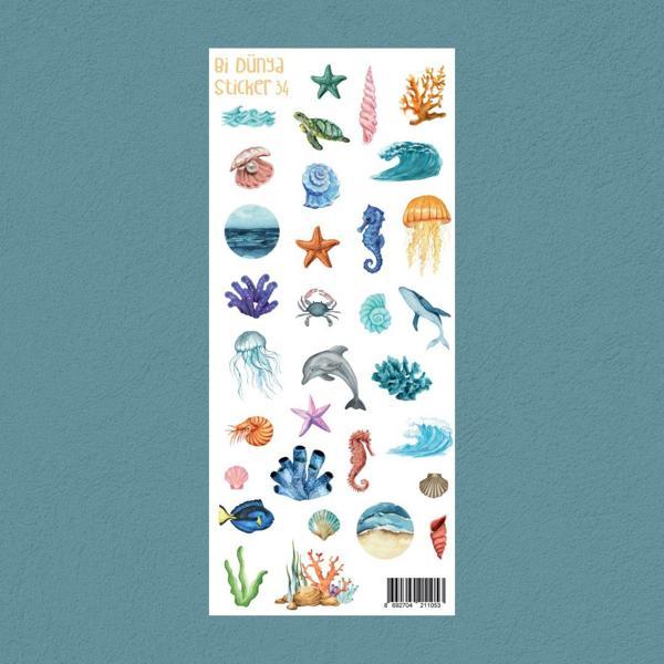 M34 – Deniz Canlıları Temalı Sticker Seti - Image 1
