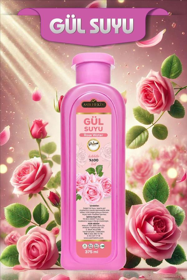 Asır Hekim Doğal Gül Suyu 375 Ml (İçilebilir) - Image 1