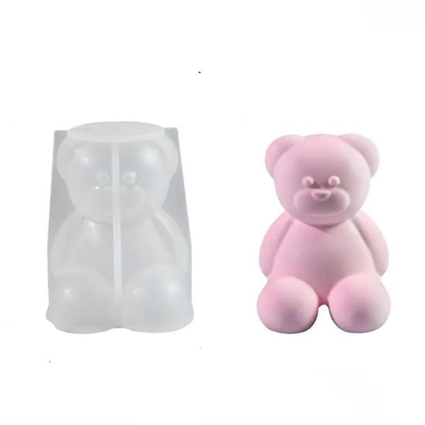 Epoksi Silikon Taş Tozu Beton Mum Kalıbı Büyük Boy Sevimli Ayıcık Kalıbı 7.8x7x6.7 CM - Image 1
