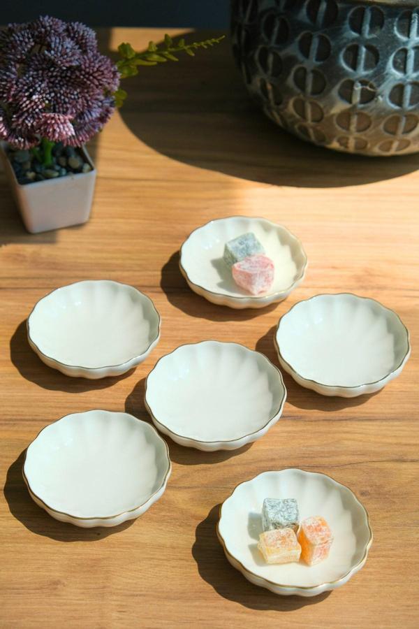 Kütahya Porselen Bone Luz Kase Altın File 6 Parça 8cm BNLZF08KSS220 - Image 1