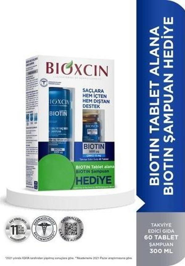 Bioxcin Biotin 5000 Mg + Çinko 15 Mg 60 Tablet + 300 Ml Şampuan Hediyeli - Image 1