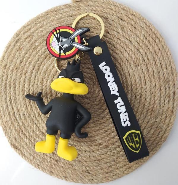 Anahtarlık Looney Tunes Duffy Duck Silikon Anahtarlık Çanta Süsü Karakter Figür Oyuncak Aksesuar Araba Süsü - Image 1