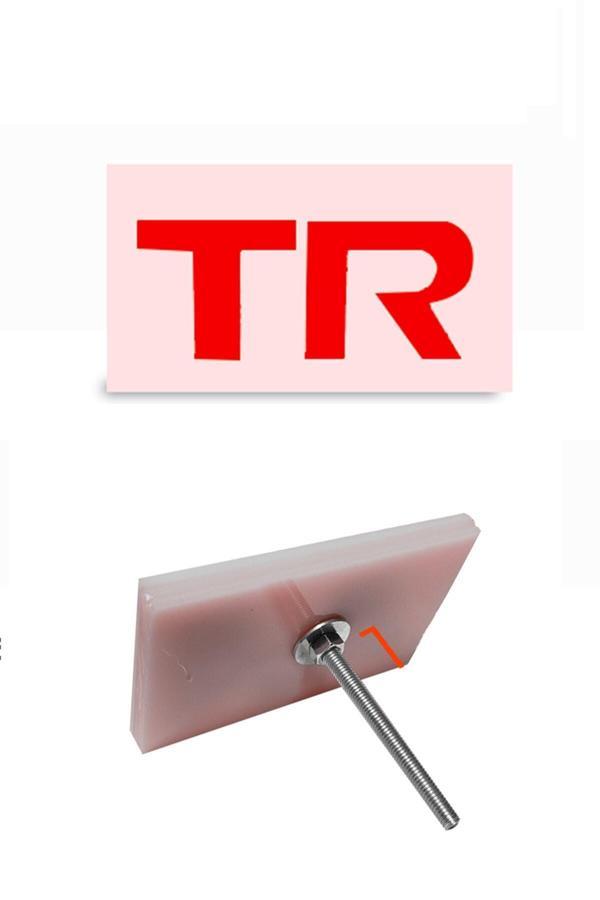 TR Panjur Arma Beyaz Zemin Kırmızı Logo Vidalı Pleksi Izgara Amblem 85x55mm - Image 1