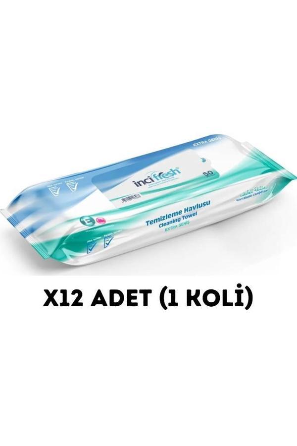 İnci Fresh 50'li Vücut Temizleme Islak Mendil Extra Large Boy 12 Paket (1 Koli) - Image 1