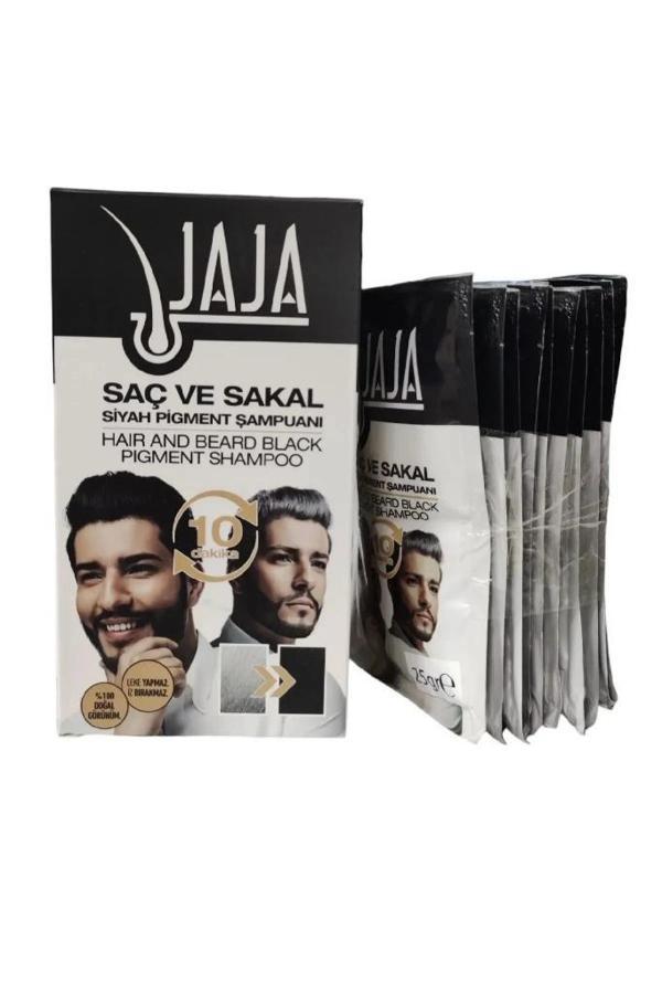 Jaja Saç ve Sakal Siyah Pigment Şampuanı Siyahlaştırıcı Şampuan 25gr x 10 Adet - Image 1