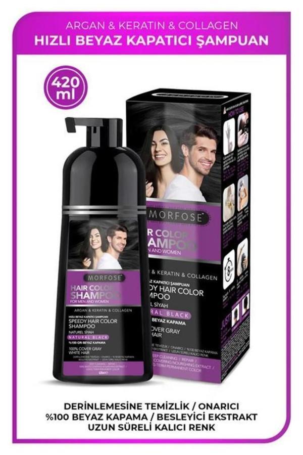 Morfose Siyahlaştırıcı Şampuan Argan Keratin Kolajen Büyük Boy 420 Ml - Image 1