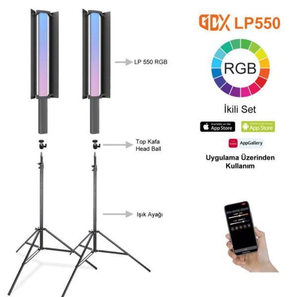 Gdx LP550 RGB Fotoğrafçılık ve Video için Renkli Işık Çubuğu İkili Set - Image 1