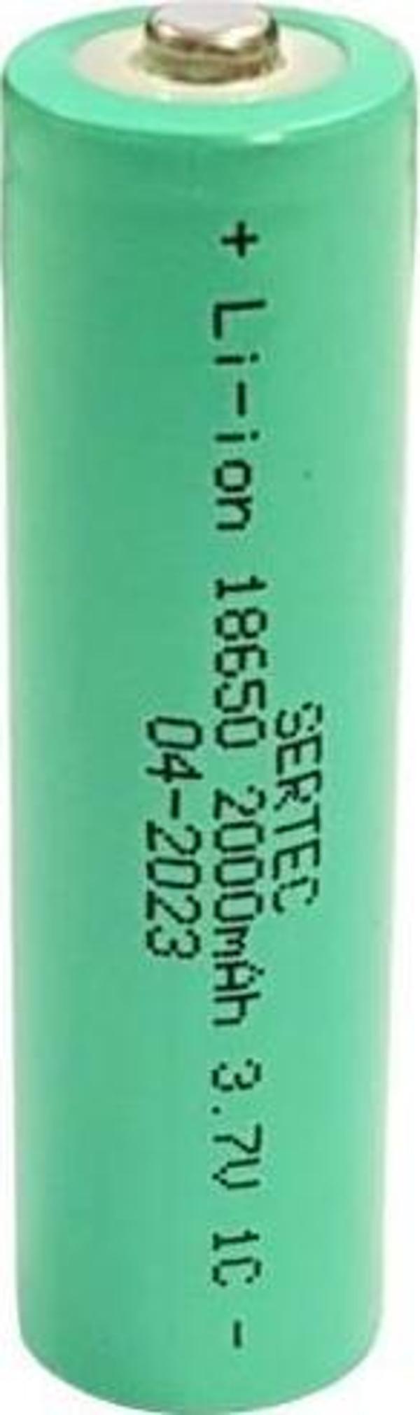 SERTEC 18650 3.7V 2000mAh 1C Lion Şarjlı Pil Başlıklı - 1Adet - Image 1