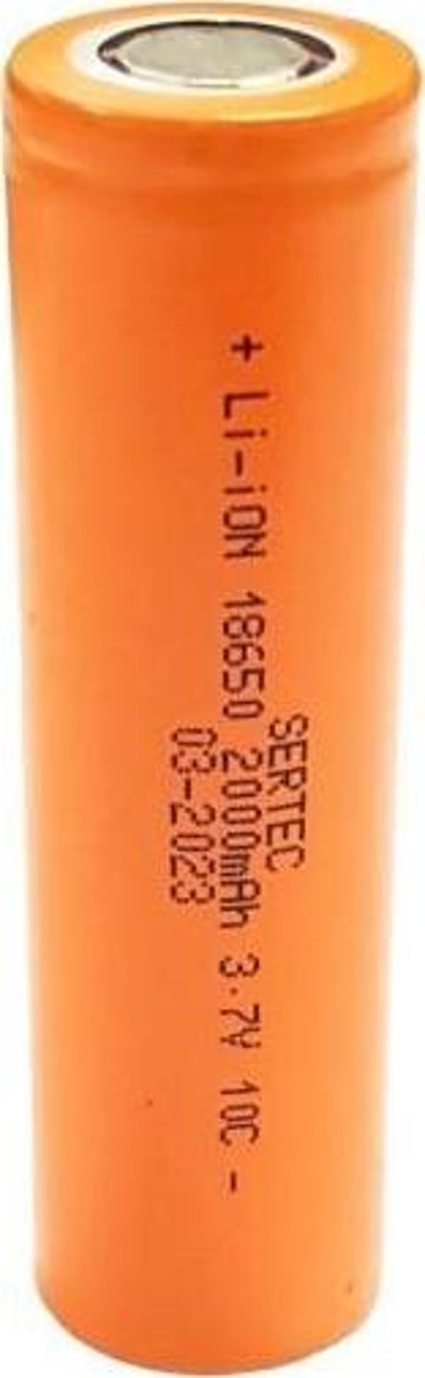 SERTEC 18650 3.7V 2000mAh 10C Lion Şarjlı Pil Başlıksız - 1Adet - Image 1