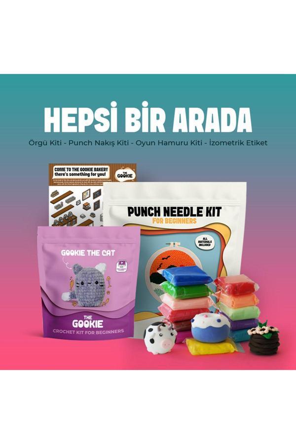 The Gookie Hepsi Bir Arada Hobi Paketi, Amigurumi Örgü Seti, Punch Nakış Kiti, Izometrik Sticker Ve Oyun Hamuru - Image 1