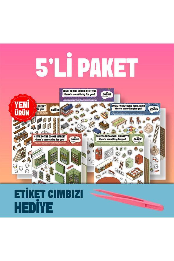 The Gookie 5'Li Paket Izometrik Sticker Seti Yapışkanlı Çıkartma 3D Etiket - Image 1