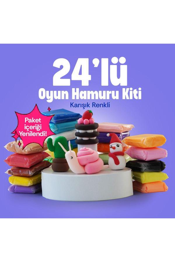 The Gookie Karışık Renkli Zıplayan Ve Hava Ile Kuruyan Oyun Hamuru Kiti, Anahtarlık, Magnet - 24 Adet - Image 1