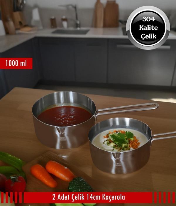 Çelik 2 li Kaçerola Sosluk Sütlük 14cm - Image 1