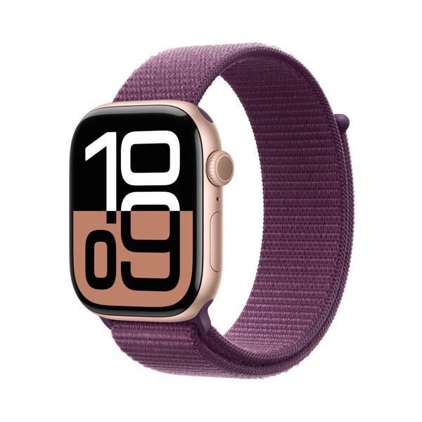 Apple Watch Series 10 GPS 46mm Roze Altın Rengi Alüminyum Kasa Kırmızı Erik Spor Loop - Image 1