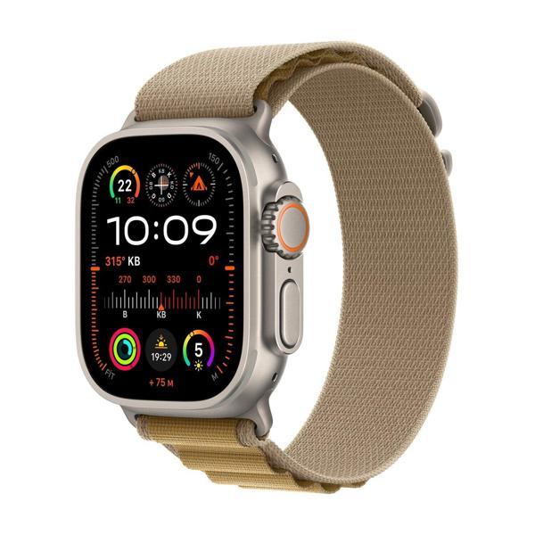Apple Watch Ultra 2 GPS + Cellular 49mm Natürel Titanyum Kasa Uçuk Kahve Alpine Loop - Büyük Boy - Image 1