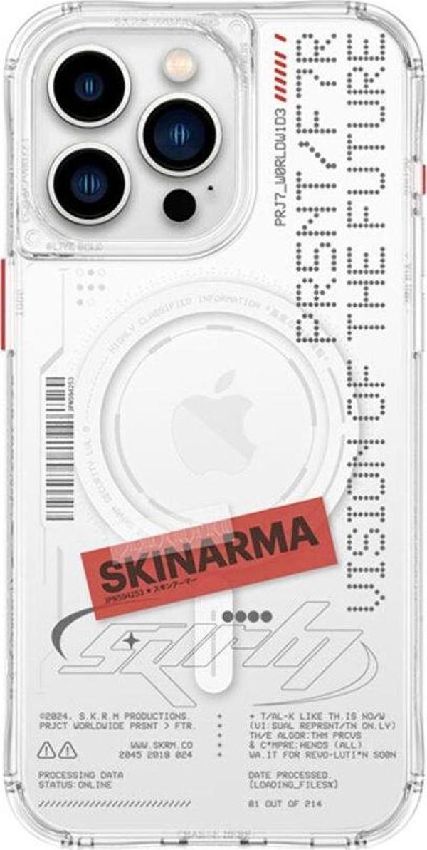 iPhone 15 Pro Uyumlu Kılıf SkinArma Magsafe Şarj Özellikli Yazı Desenli Airbagli Orion Kapak Şeffaf - Image 1