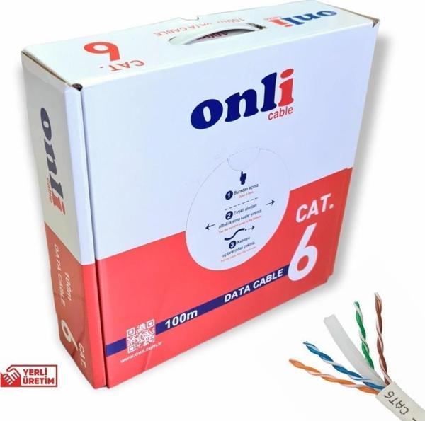 Onli 23AWG UTP CAT6 Network Kablosu Gri 100Mt - Image 1