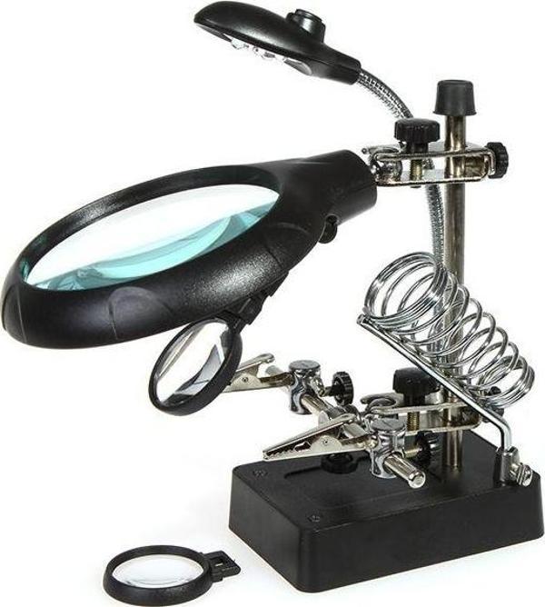 Electroon 16129C Masa Üstü Ledli Mini Büyüteç Havya Stand Adaptörlü - Image 1