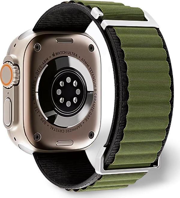 Apple Watch Uyumlu 42MM 44MM 45MM 49MM 1/2/3/4/5/6/se/7/8/ultra Akıllı Saat Alpine Loop Kordon ve Kayışı Siyah(Yeşil) - Image 1