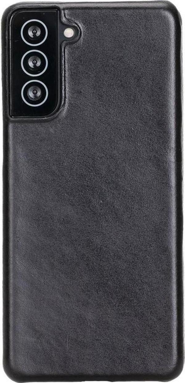 Samsung Galaxy S21 Plus Uyumlu Deri Arka Kapak UJ RST1 Siyah - Image 1