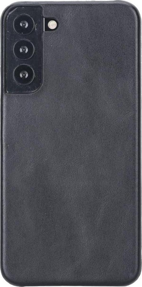 Samsung Galaxy S22 Plus Uyumlu Deri Arka Kapak UJ RST1 Siyah - Image 1
