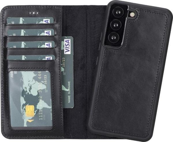 Samsung Galaxy S22 Uyumlu Deri Cüzdanlı Kılıf MWWN RST1 Siyah - Image 1