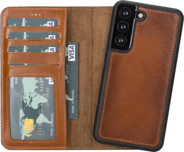 Samsung Galaxy S22 Uyumlu Deri Cüzdanlı Kılıf MWWN RST2EF Taba - Image 1