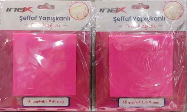 Inox Yapışkanlı Not Kağıdı Şeffaf 75X75Mm 80 Yaprak Pembe 09667 (24 Koçan) - Image 1