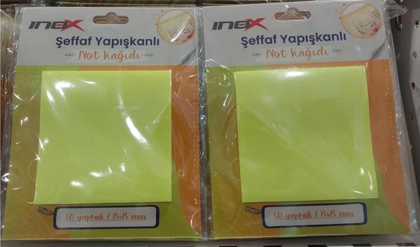 Inox Yapışkanlı Not Kağıdı Şeffaf 75X75Mm 80 Yaprak Sarı 09643 (24 Koçan) - Image 1