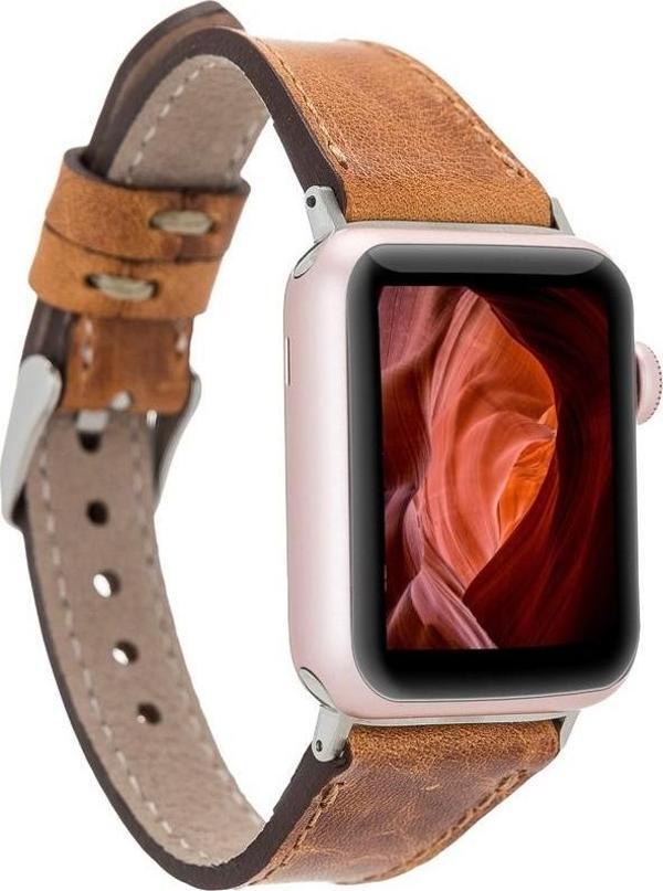 Bouletta Apple Watch Uyumlu Deri Kordon 38-40-41mm Slim G19 Taba - Image 1