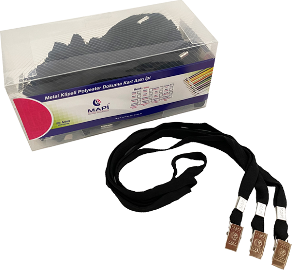 MAPİ KLİPSLİ-POLYESTER DOKUNMA K. ASKI İPİ SİYAH   50'Lİ PAKET - Image 1