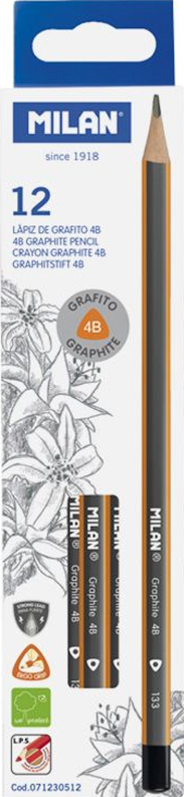 MILAN 71230512 GRAPHITE 4B ÜÇGEN KURŞUN KALEM - 12ADET - Image 1