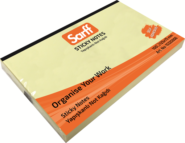 SARFF 125X75MM SARI YAPIŞKANLI NOT KAĞIDI - 100YP - Image 1