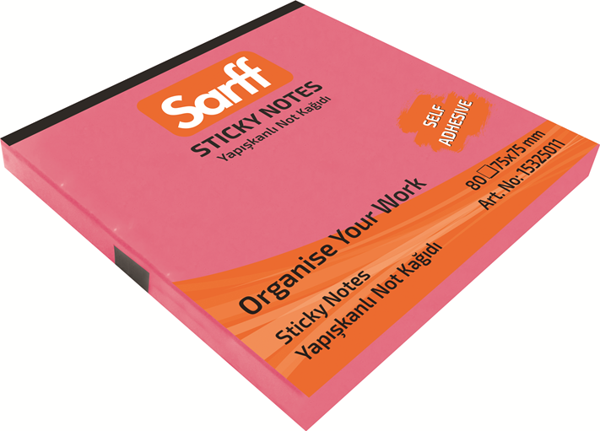 SARFF 75X75MM NEON PEMBE YAPIŞKANLI NOT KAĞIDI - 80YP - Image 1