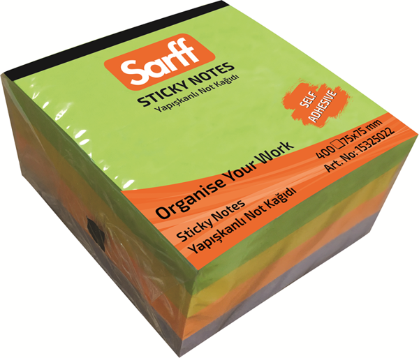 SARFF 75X75MM SPRING RENKLER YAPIŞKANLI NOT KAĞIDI - 400YP - Image 1