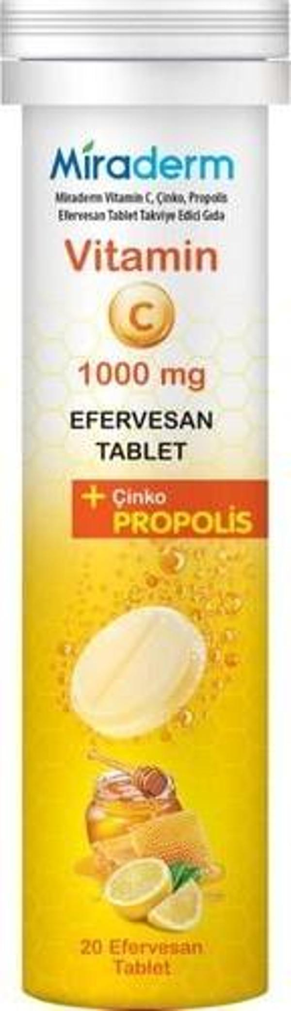 Miraderm Propolıs Vitamin C Cınko 20 Efervesan Tablet - Image 1