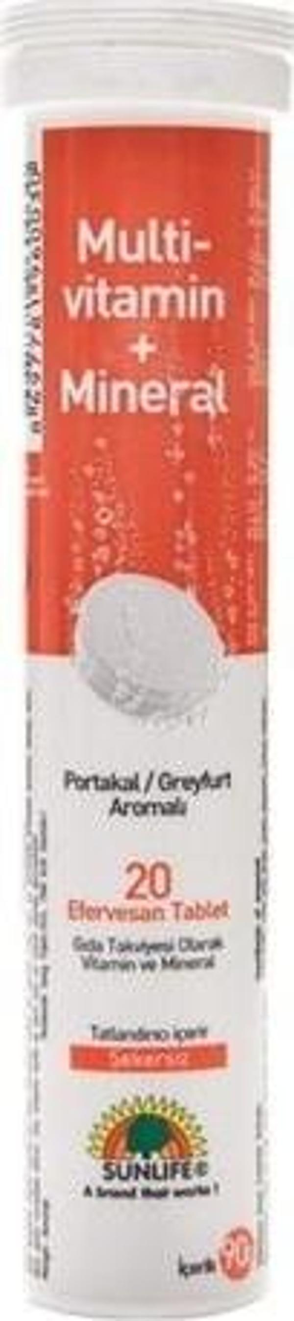 Sunlife Multivitamin + Mineraller 20 Tablet Şekersiz Gıda Takv. - Image 1