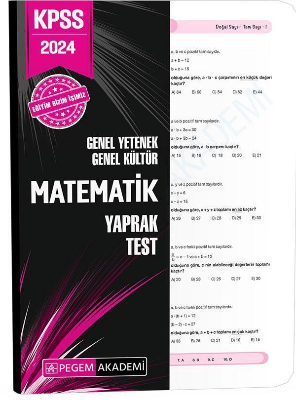 2024 KPSS Genel Yetenek Genel Kültür Matematik Yaprak Test - Pegem Akademi Yayıncılık - Image 1
