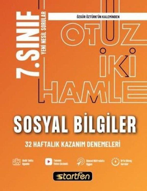 7. Sınıf Sosyal Bilgiler 32 Deneme Haftalık Kazanım Denemeleri - Startfen Yayınları - Image 1