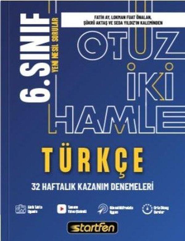 6. Sınıf Türkçe 32 Hamle Haftalık Kazanım Denemeleri - Startfen Yayınları - Image 1
