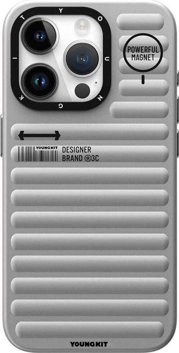 YoungKit iPhone 14 Pro Uyumlu Kılıf Mat Renkli Tasarım Original Serisi Kapak Gümüş - Image 1