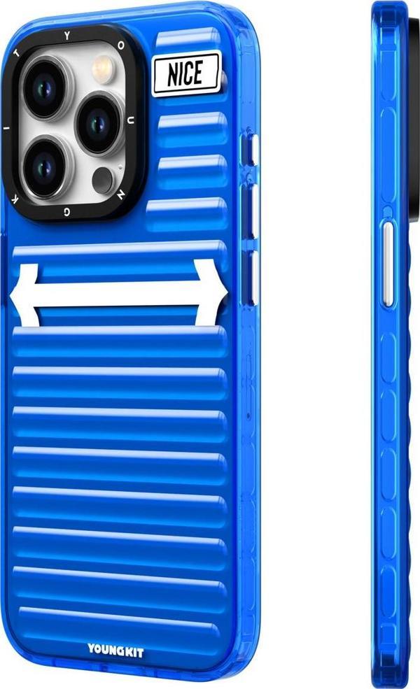 YoungKit iPhone 15 Pro Max Uyumlu Kılıf Luggage FireFly Serisi Kapak Mavi - Image 1