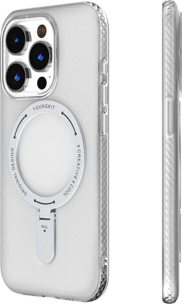 YoungKit iPhone 15 Pro Max Uyumlu Kılıf Magsafe Şarj Özellikli Rock Serisi Kapak Beyaz - Image 1