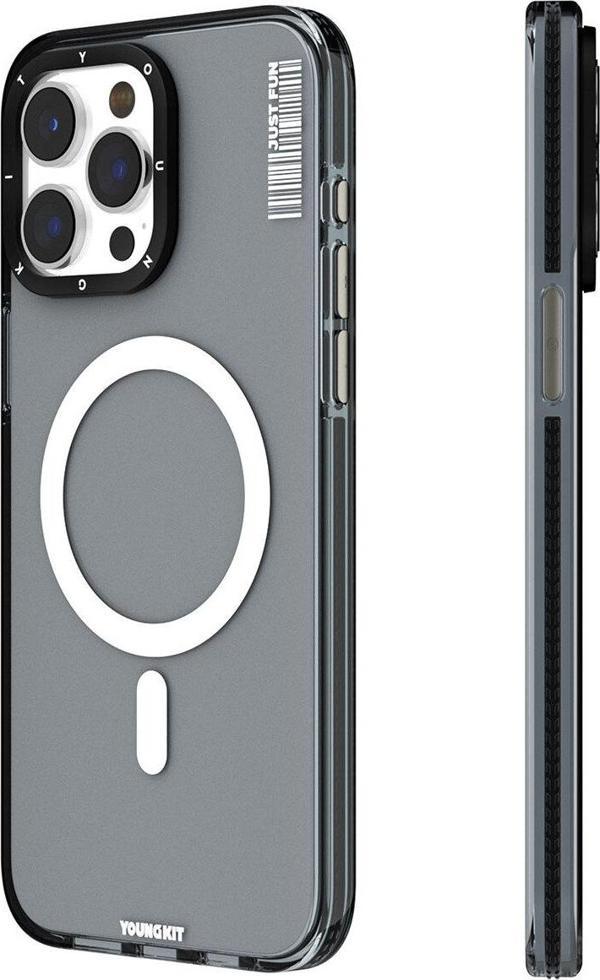 YoungKit iPhone 15 Pro Uyumlu Kılıf Magsafe Şarj Özellikli Crystal Color Serisi Kapak Siyah - Image 1