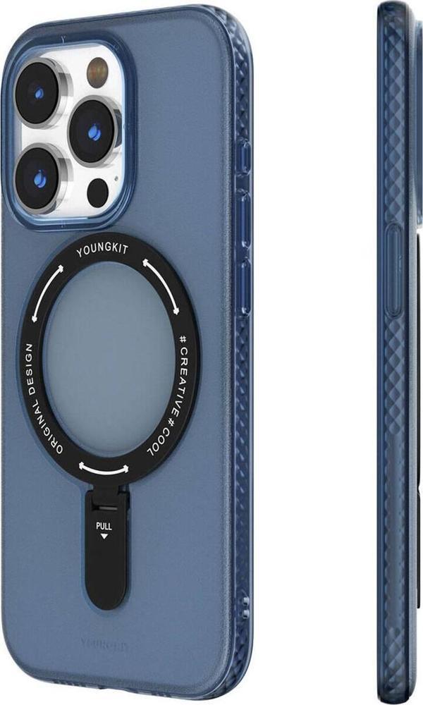 YoungKit iPhone 15 Pro Uyumlu Kılıf Magsafe Şarj Özellikli Rock Serisi Kapak Mavi - Image 1