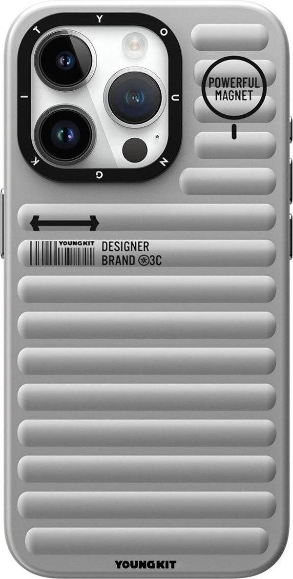 YoungKit iPhone 15 Pro Uyumlu Kılıf Mat Renkli Tasarım Original Serisi Kapak Gümüş - Image 1