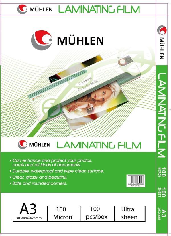 Mühlen Laminasyon Makinesi Filmi A3 Boyutu 100 Mikron 1 Paket 100 Adet - Image 1