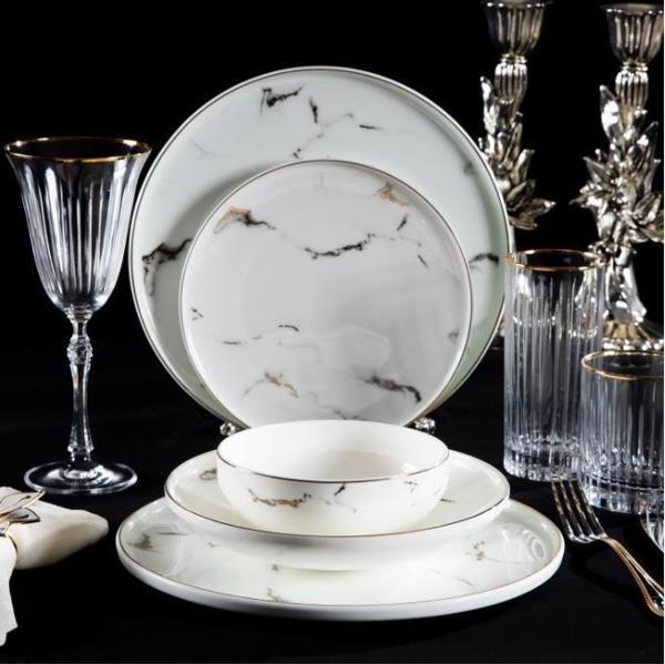 Massimo Marble Gold 6 Kişilik 24 Parça Yemek Takımı - Image 1