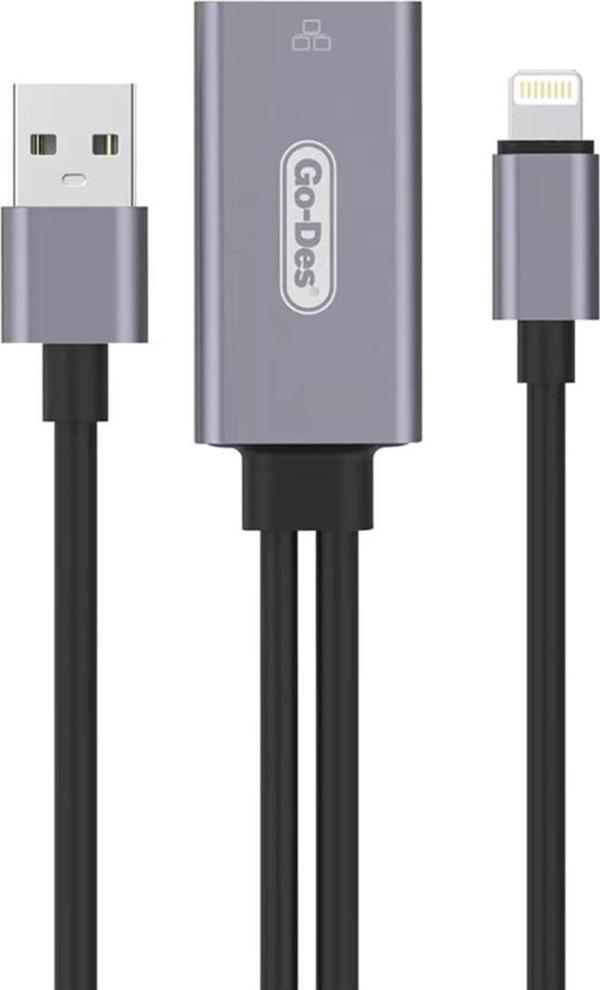 Go-Des Ethernet Dönüştürücü Go Des GD-6837 RJ45 to Lightning OTG 100Mbps Uyumlu - Image 1