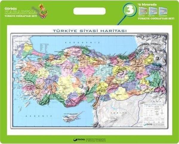 Gürbüz 25200 Kabartma Türkiye Haritası Siyasi 35X50 Cm - Image 1